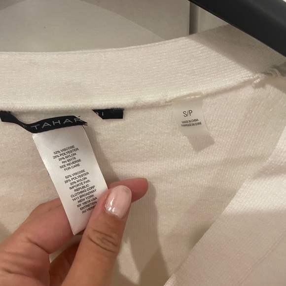 T tahari faux pearl button sweater cardigan in white size small - Picture 5 of 10